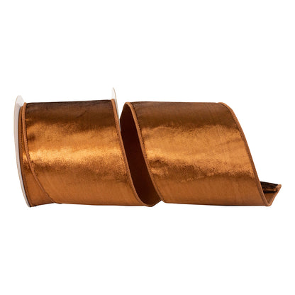 Velvet Plush Dlx Backed Wired Edge - Light Brown 4"x5yds