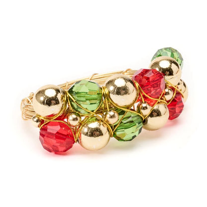 DBR Beaded Bar Napkin Ring - Red/Green