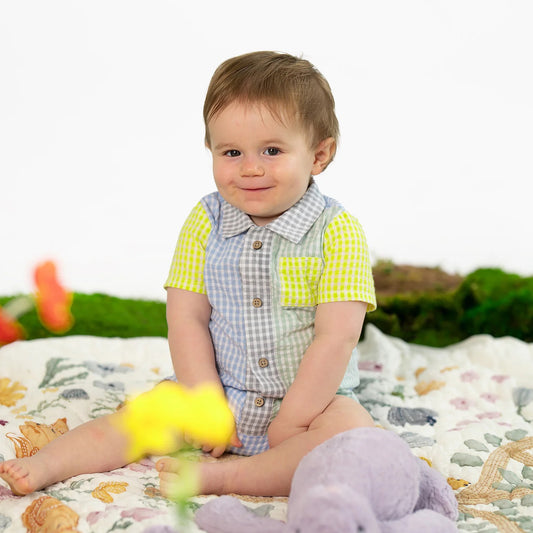 Gingham - Magnetic Collar Romper