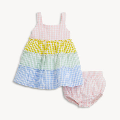 Gingham - Magnetic Tiered Dress with Bloomers