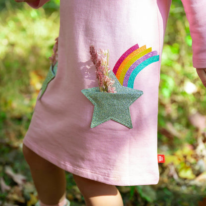 Rainbow Fidget Pocket Ruffle Dress