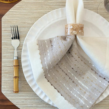 Grasscloth Latte - Round Placemat 15"