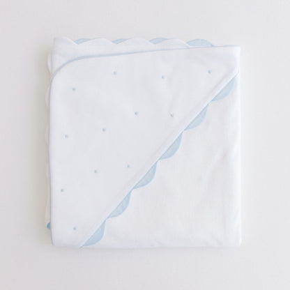 Hooded Towel with Embroidered Dots