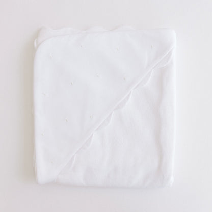 Hooded Towel with Embroidered Dots