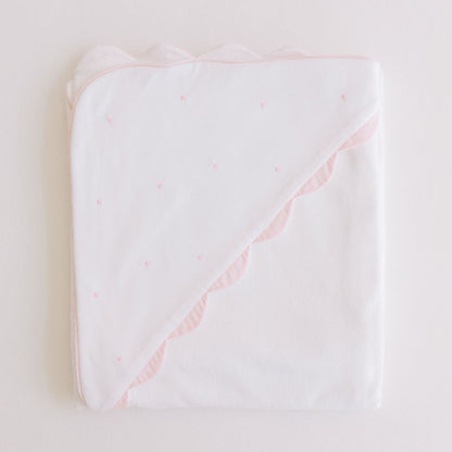 Hooded Towel with Embroidered Dots