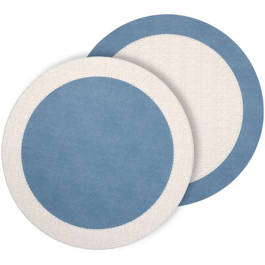 BDL Halo Reversible Round Placemat 15" - White & Iceberg