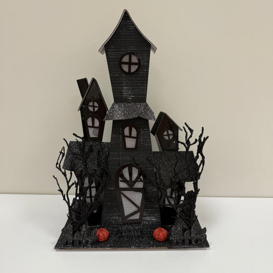 RZI Lighted Black Haunted House 14.75"