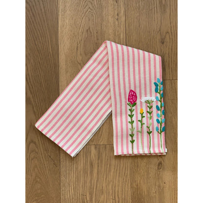 Embroidered Flower Field Pink Pomelo Kitchen Towel