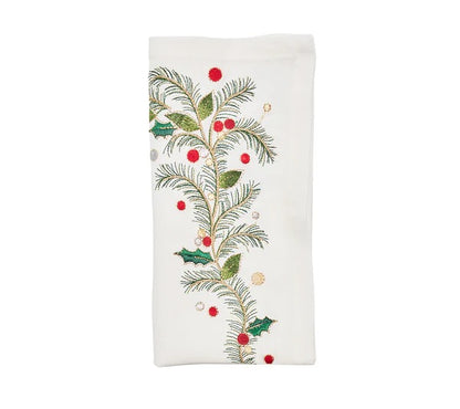 KSB Xmas Carol Napkin - White, Red & Green