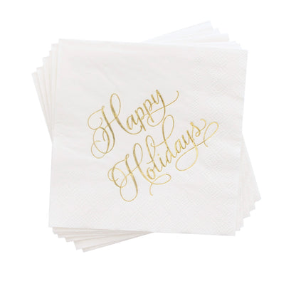 SGP Cocktail Napkin - Gold Happy Holidays