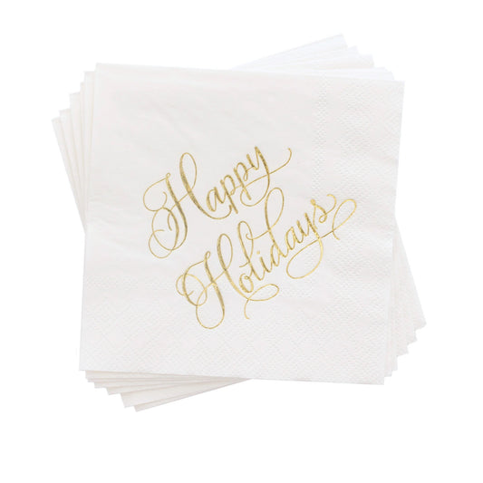 SGP Cocktail Napkin - Gold Happy Holidays