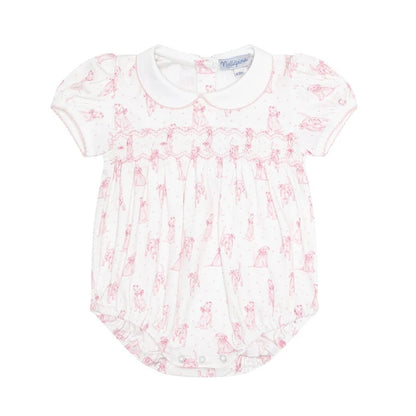 Puppy Love - Smocked Bubble - Pink