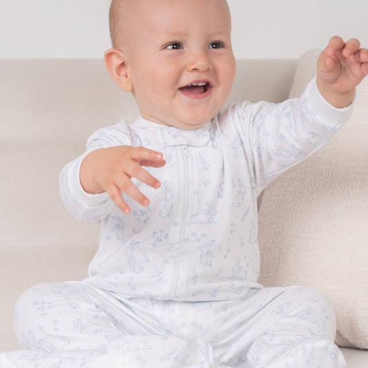 Bunny Toile - Zipper Footie -