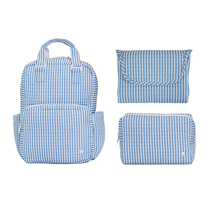 Quilted All-You-Need Bundle - 3 Pc Set - Pimlico Stripe - Chambray