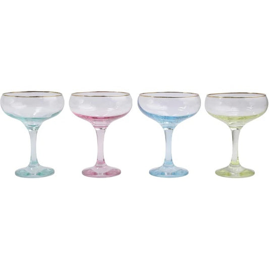 VTR Rainbow Assorted Coupe Champagne Glasses (set of 4)