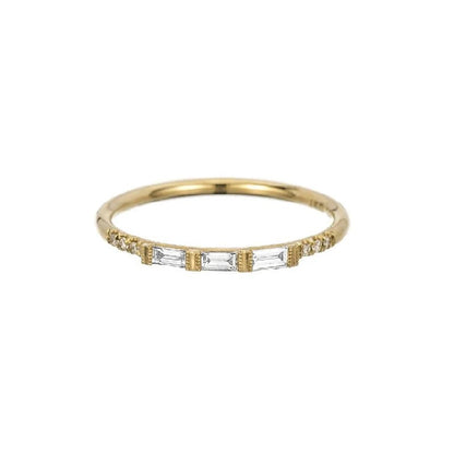 JKD R - 3 Baguette Equilibrium Ring; 14kt YG; 7