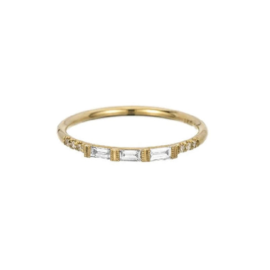 JKD R - 3 Baguette Equilibrium Ring; 14kt YG; 7