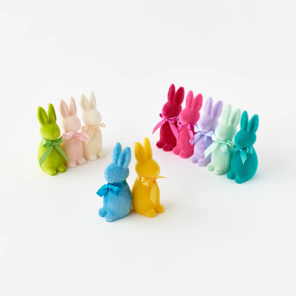 Flocked Button Nose Bunny - Small 6"