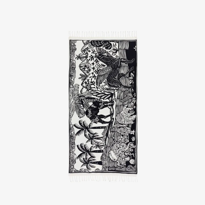 Fouta Towel 100 - Dromadaire et Poulpe - Black