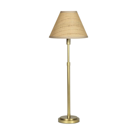 RGA Polly Buffet Lamp - Natural Brass with Rattan Shade - 28"