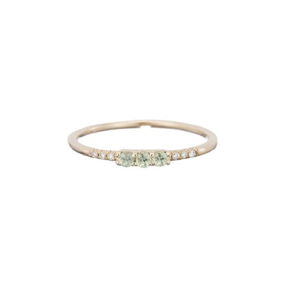 JKD R - 3 Green Sapphire Equilibrium Ring; 14kt YG; 7