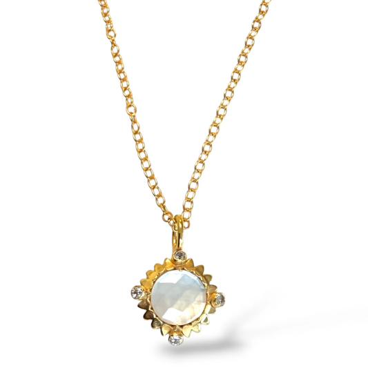 DMD N Petite Sunflower Necklace - White Topaz - 18"