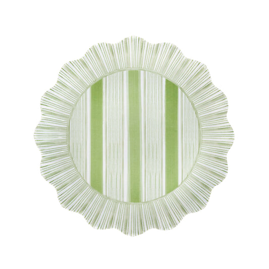 JLK Cabana Stripe - Melamine Dessert/Salad Plate -Seagrass
