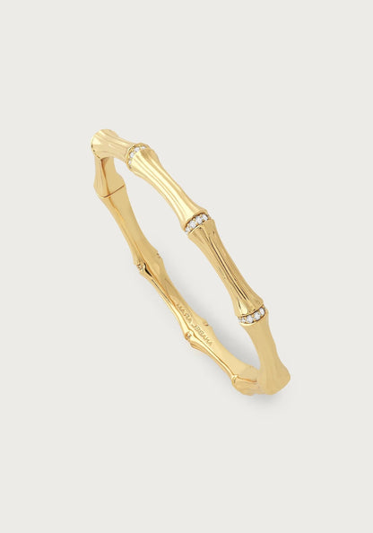 Bamboo - Hinged Bangle in Gold