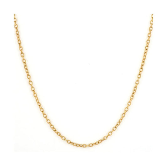 TSJ N - Small Link Textured Oval Chain, 14KTY, 22"
