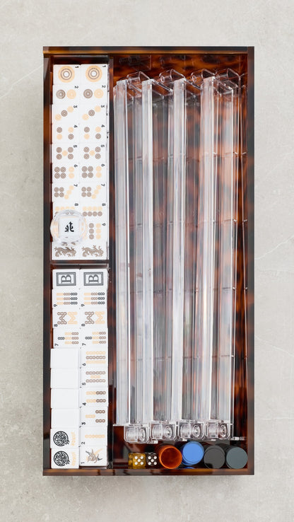 Lucite Tortoise Shell Mahjong Set