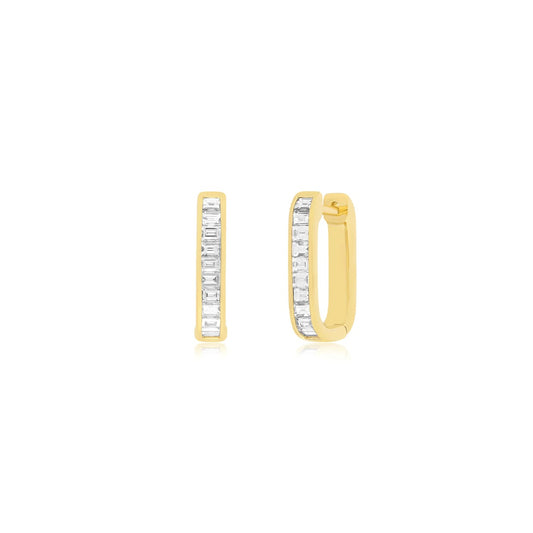 EFC E Diamond Baguette Jumbo Lola Hoop Earrings - 14KTYG
