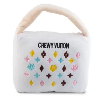White Chewy Vuiton Purse Dog Toy - Large
