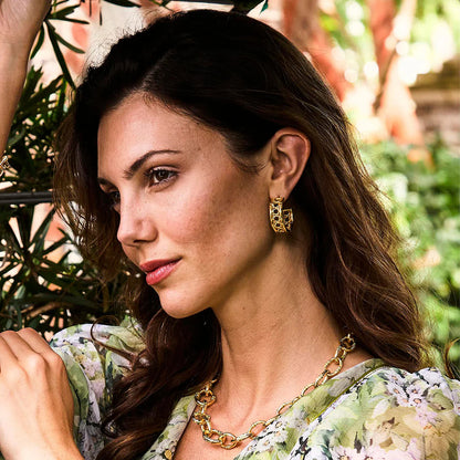 CDW E Veranda - Caning Medium Hoop Earrings