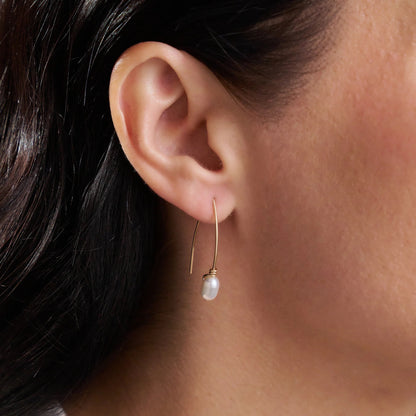 Simplicity Earrings - Gold with White Pearls