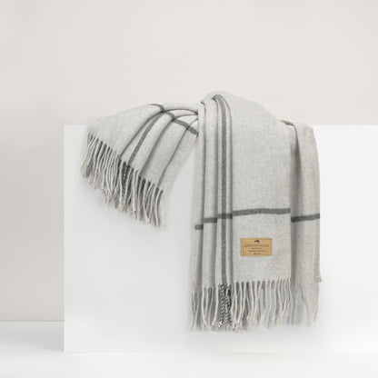 Windowpane Cashmere Throw - Gray