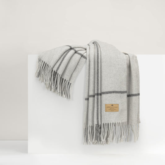 Windowpane Cashmere Throw - Gray
