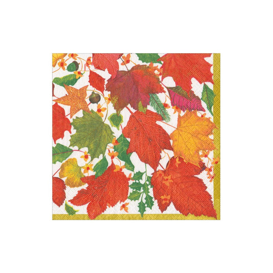 Swirling Leaves White - Paper Cocktail Napkins