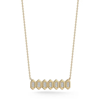 Sadie Pearl Hexagon Baguette Necklace 16" - 14kt Gold