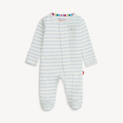 Blue Stripe - Organic Cotton Magnetic Footie -