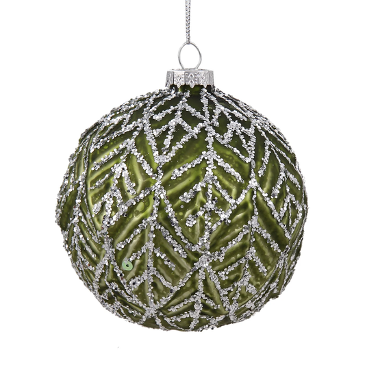 Glittery Leaf Ball - Green