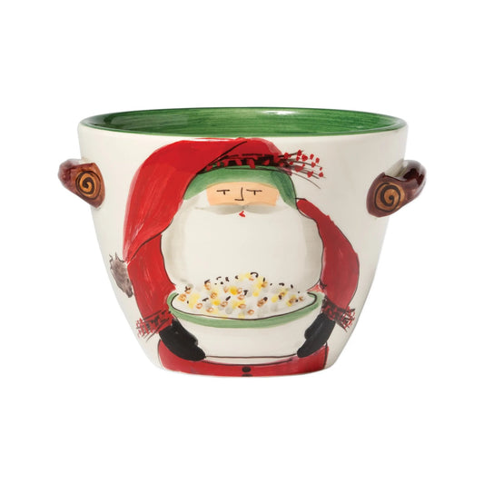 VTR Old St. Nick - Handled Deep Serving Popcorn Bowl 9.5"