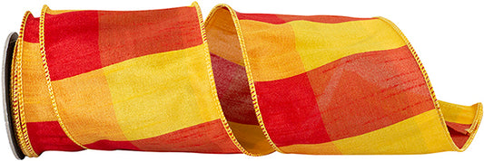 Jumbo Check Sunset Dupioni Ribbon - Multi 4" X 5Yd
