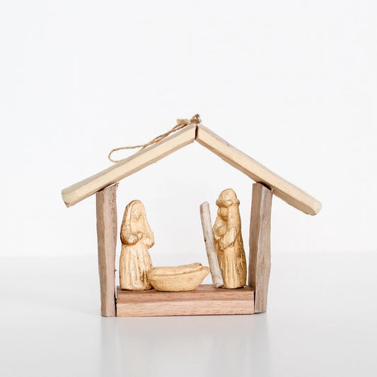 DEK Driftwood Holy Family House Ornament - 4.5" x 7"