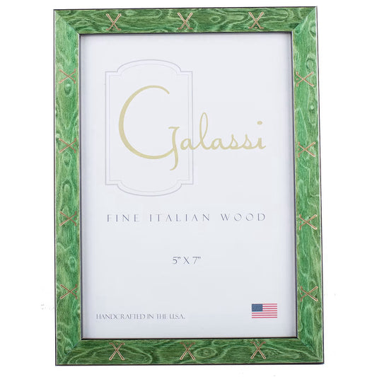 338 - 13 - Green Burl W/Gold Golf Frame