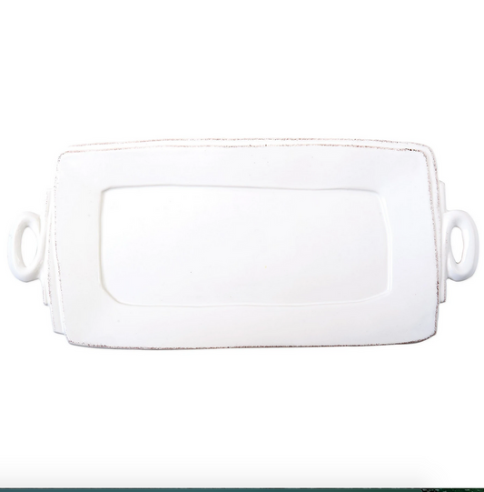 VTR Lastra - White - Handled Rectangle Platter 16"