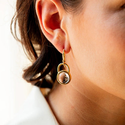 Blandine - Circle Drop Earrings with Clear Quartz