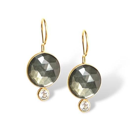 DMD E Middie Earring - Pyrite Doublet & White Topaz