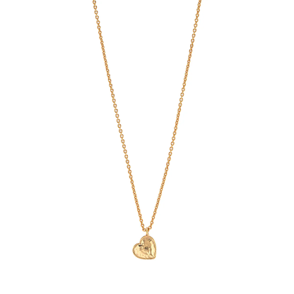 Love - Heart Charm Necklace - 16" - Gold