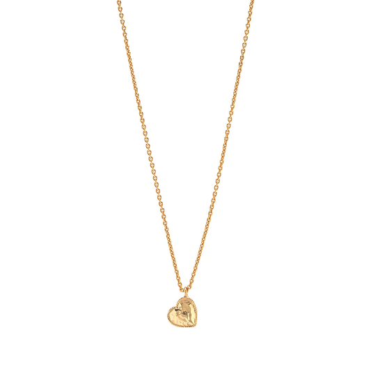 Love - Heart Charm Necklace - 16" - Gold
