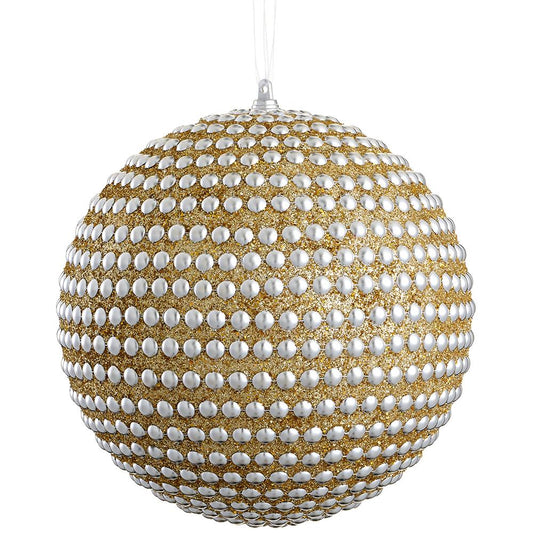 ASF Glittered Ball Ornament Gold 8"